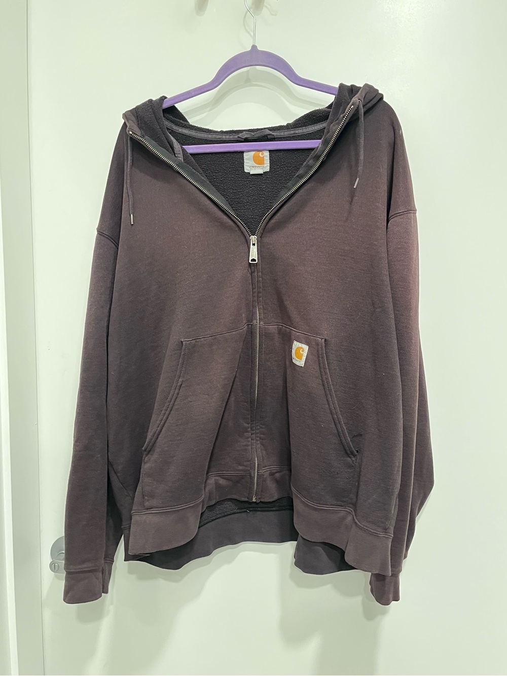 Carhartt Zip Hoodie Sweatshirt Size 2X Cotton‎ Hooded Work Wear Blue Collar